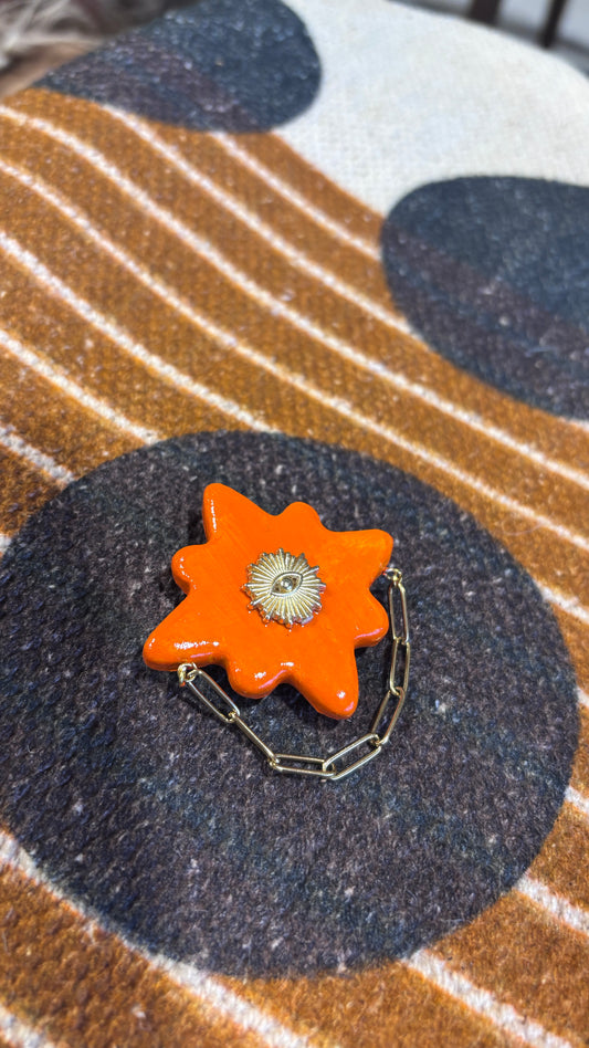 Magnet Œil & Chainette Orange