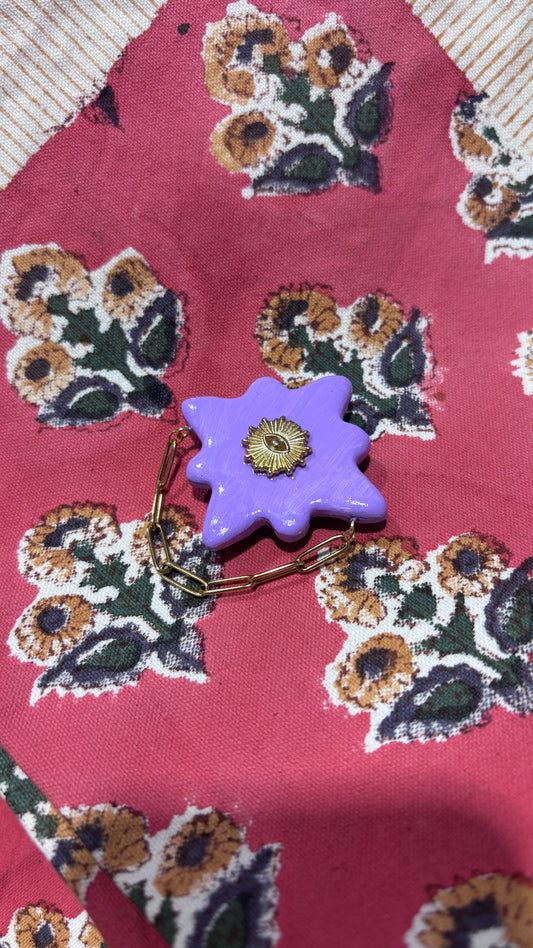 Magnet Œil & Chainette Lila