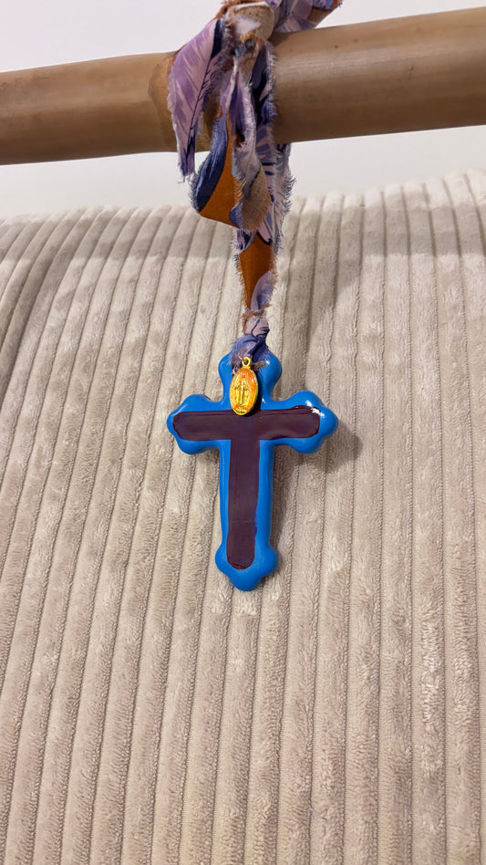 Suspension Murale Croix Bicolore