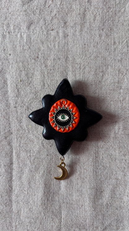Magnet Noir Oeil Orange & Lune