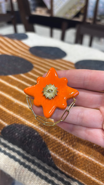 Magnet Œil & Chainette Orange