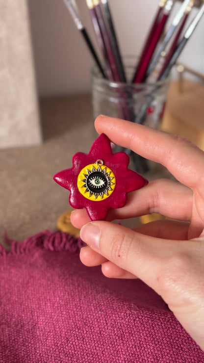 Magnet Fuschia Oeil Jaune