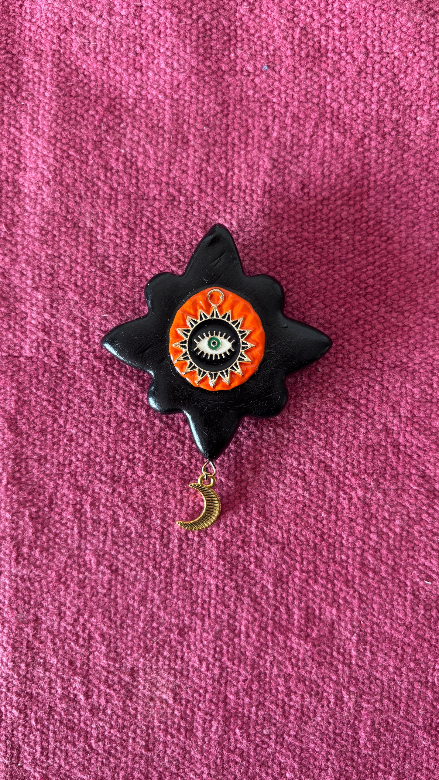 Magnet Noir Oeil Orange & Lune